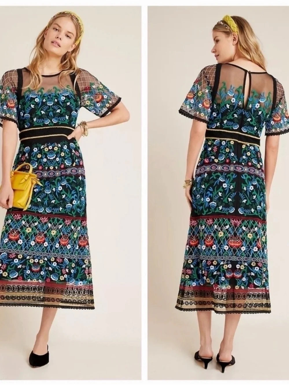 Anthropologie Esther Embroidered Midi Dress RARE NWOT 16W - Picture 1 of 6